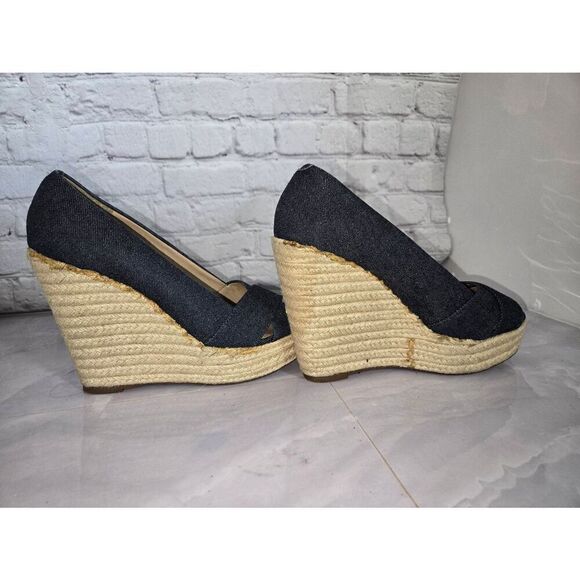 Vince Camuto Womens Size 8M Denim Rope Wedge Sandal - Picture 5 of 10